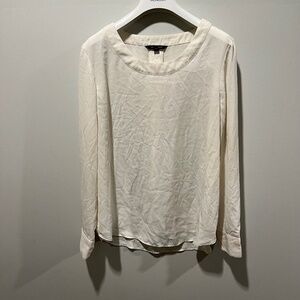 Banana Republic Ivory Blouse Long Sleeve Silk-Look Work Top Minimalist Office Si